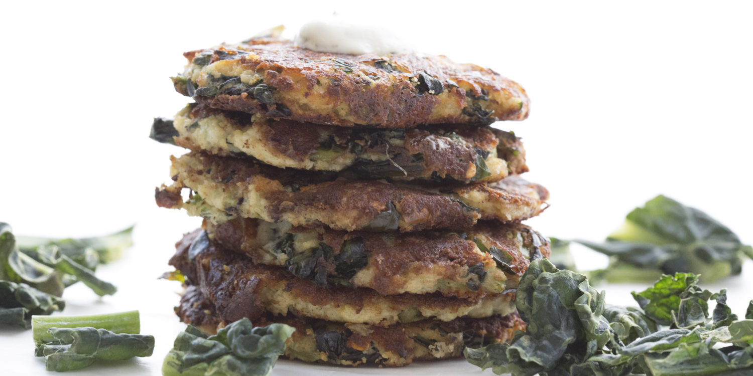 Cheesy Kale Cauliflower Fritters